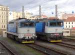 754 067-7 und 754 075-0 zu sehen  am 12.01.15 in Brno hlavní nádraží.