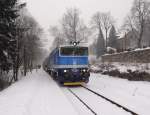 754 008-1 verlässt am 23.01.16 Prosečnice mit dem OS 9055 von Praha-Vršovice nach Čerčany.