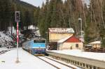 754 015-6 mit dem Sp 1962 zu sehen am 07.02.16 in Špičák.