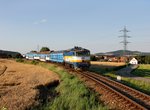 Die 754 024 mit einem Os nach Nové Údolí am 30.07.2016 unterwegs bei Přísečná.