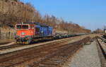 Pn 60400 Trinec nach Kladno Dubi mit 755 001 und 753 753 753 763 als Schub bei Ankunft in Dubi am 26.03.2022