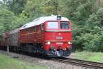T679 1600 am 27.September 2014 mit dem Gütersonderzug von Hrusovany na Jevisovka nach Breclav im Wald bei Mikulov.