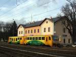 814.059 auf der Bahnlinie U2 in Klterec nad Ohř. (31.12.2012)