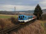 Der 842 023 als Os nach Klatovy am 03.01.2014 unterwegs bei Hodousice.