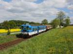 Der 842 020 mit einem Os nach České Budějovice am 04.05.2014 unterwegs bei Třísov.