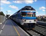 ČD 854 032-0 am 9.10.2024 in Bahnhof Kladno Ostrovec.