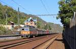 121 038-4 (AWT) zu sehen am 21.09.19 mit einem Kohlenzug bei Ústí nad Labem.