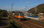 AWT Kohlezug mit der 121 038 auf dem Weg von Billina nach Prag.