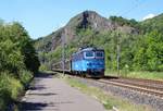 130 032-6 zu sehen am 02.06.19 mit einem leeren Autozug bei Libochovany.