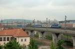 151 001 & 163 251 am 28.04.14 bei der Ausfahrt des Prager Hbf an der Husitská