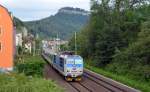 Der CNL 457 wurde am 01.07.13 mit 371 002 bespannt, hier zieht Jozin den CNL durch Knigstein nach Prag.
