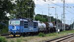 ČD Cargo a.s., Praha [CZ] mit ihrer  372 010-9  (NVR:  CZ-CDC 91 54 7 372 010-9 ) und einem gemischten Güterzug am 26.06.24 Höhe Bahnhof Ruhland.