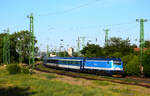 Die 380 002 mit dem 272er Eurocity (als 12272 - Umleitung auf der KBS 1) kurz nach Komárom in Richtung Prag.