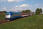 CD BR 380 012 bringt den EC 137  Moravia  (Bohumin - Budapest) nach Breclav.