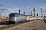 380.001 mit dem Ec 103 aus Warschau bei der Einfahrt am Wien Hbf 19.12.14 diese CD Maschiene bespannt den Zug von Bohumin nach Wien Westbf 