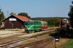 Die aus Jindřichův Hradec kommende T47 005 mit Os21250 bei Einfahrt in den Bf Nova Bystřice am 20.09.2018 