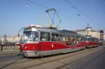 Tschechische Republik / Straßenbahn Prag: Tatra T3R.PLF - Wagen 8280 / Tatra T3R.PV - Wagen 8159 ...aufgenommen im März 2015 auf der Brücke mit dem Namen  Palackého most  in Prag.