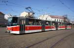 Tschechische Republik / Straßenbahn Prag: Tatra KT8D5.RN2P - Wagen 9076 ...aufgenommen im März 2015 an der Haltestelle  Palmovka  in Prag. 