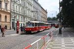 Praha / Prag SL 9 (Tatra T3 7289 + T3 ?) Bolzanova ul. (Hst. Hlavní Nádrazí / Hauptbahnhof) am 24. Juli 2016.