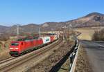 189 002-9 war am 13.02.22 mit einem Containerzug in Libochovany zu sehen.