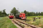 Am 20.06.21 fuhren wir mit dem M262.076 (Os 11102) von Lužná u Rakovníka nach Krupá und Kolešovice als Fotofahrt. Hier zu sehen in Kněževes mit T 212 1507.