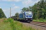 388 012 führte am 01.07.23 einen leeren BLG-Autozug durch Marxdorf Richtung Zeithain.