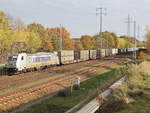 METRANS Rail s.r.o., aus Praha  mit 386 009-5 (NVR-Nummer: 91 54 7386 009-5 CZ-MT) und Containerzug auf dem südlichen Berliner Aussenring bei Diedersdorf am 13. November 2020.