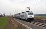 386 004 führte am 20.02.19 einen Containerzug durch Rodleben Richtung Roßlau.