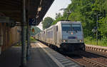 386 011 führte am 11.06.19 einen Containerzug durch Krippen Richtung Tschechien.