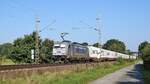 METRANS Rail 386 017 mit überwiegend mit MAERSK-Containern beladenem Zug in Richtung Wunstorf (Eystrup, 14.09.2021).