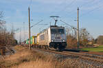 Am 05.12.24 folgte auf dem Regelgleis 386 034 der Metrans mit einem Containerzug der vorrausfahrenden 388 013.