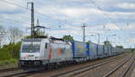 PKP CARGO INTERNATIONAL a.s./AWT, Ostrava [CZ] mit  186 353-9  [NVR-Nummer: 91 80 6186 353-9 D-AKIEM] und Taschenwagenzug am 14.05.20 Bf.