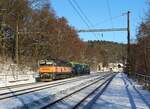 753 710-3, 753 712-9 und 753 727-7 (PKP) zu sehen am 20.01.24 in Bílina Kyselka.