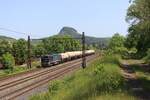 753 719-4 (Unipetrol) fuhr am 27.05.23 mit einem Gaskesselzug durch Želenice nad Bílinou. 