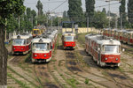 Das Tram Tram Depot in Kiew auf der West Seite des Dnjepr am 25.07.2016.