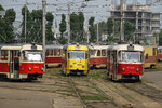 Das Tram Tram Depot in Kiew auf der West Seite des Dnjepr am 25.07.2016.