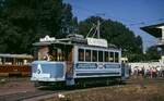 Straßenbahn Kiew/Ukraine: Historischer Triebwagen am Hauptbahnhof (01.08.1994)