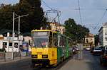 Der KT4D 1163 (ex. Gera 337) quält sich durch das abendliche Verkehrschaos der Horodot´ska vul. (31.08.2018)