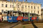 TATRA T4 mit der Nummer 1145 auf der Linie 10 am 19.08.2015 in Lviv. Werbung ist für Speiseeis.