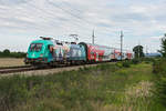 MAV-Start 470 007  52nd International Eucharistic Congress  war Anfang August auf der Franz Josef's Bahn unterwegs. Hier mit  REX 2120 von Wien Franz Josef's Bahnhof nach České Velenice, kurz vor Absdorf-Hippersdorf, am 05.08.2019.