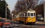 Budapest - Tw 1072 im Einsatz auf der Linie 56 (Szilagyi Erzsebet fasor, Oktober 1978). 1911/12 stellte die Budapester Straßenbahn 80 dieser Triebwagen als Typ V in Dienst, die bis 1984 eingesetzt wurden.
