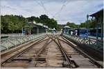 Tramendstation Hüvösvölgy für den Übergang zur Kindereisenbahn Budapest.