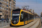 Urbos3 2217 als Linie 17 in der Fehervari ut auf dem Weg zum Einkaufszentrum Savoya Park.