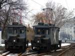 BKV 7141 und 7121 stehen in Budapest am Borros-Platz, am 19.