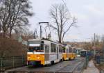 Tw.4102+4150 der Type T5C5 beim Verlassen der Endstelle Hvsvlgy.(07.01.2013)