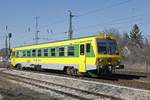 Gysev-Triebwagen 247 504 verlässt am 8.03.2017 den Bahnhof Hegyeshalom Richtung Csorna.