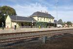 Aufnahmsgebäude des Bahnhof Köszeg am 11.September 2024.