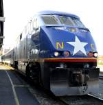 Amtrak Lokomotive vom Typ EMD F59PHI 1755  City of Salisbury  als Zuglokomotive des Train 74 von Charlotte nach Raleigh am 06.11.13 an der Endstation.