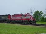 Wisconsin & Southern 752 and a lok marked WSOR roll near Prairie Du Chien, Wisconsin on 19 June 2002.