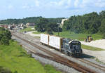 426 departs the yard at New Smyrna Beach with two cars for Daytona, 5 July 2018.